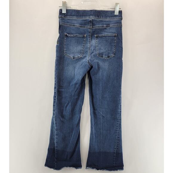 Spanx Cropped Flare Jeans Womens Small Pull On Raw Ombre Hem Stretch Sexy Trendy - Picture 7 of 13